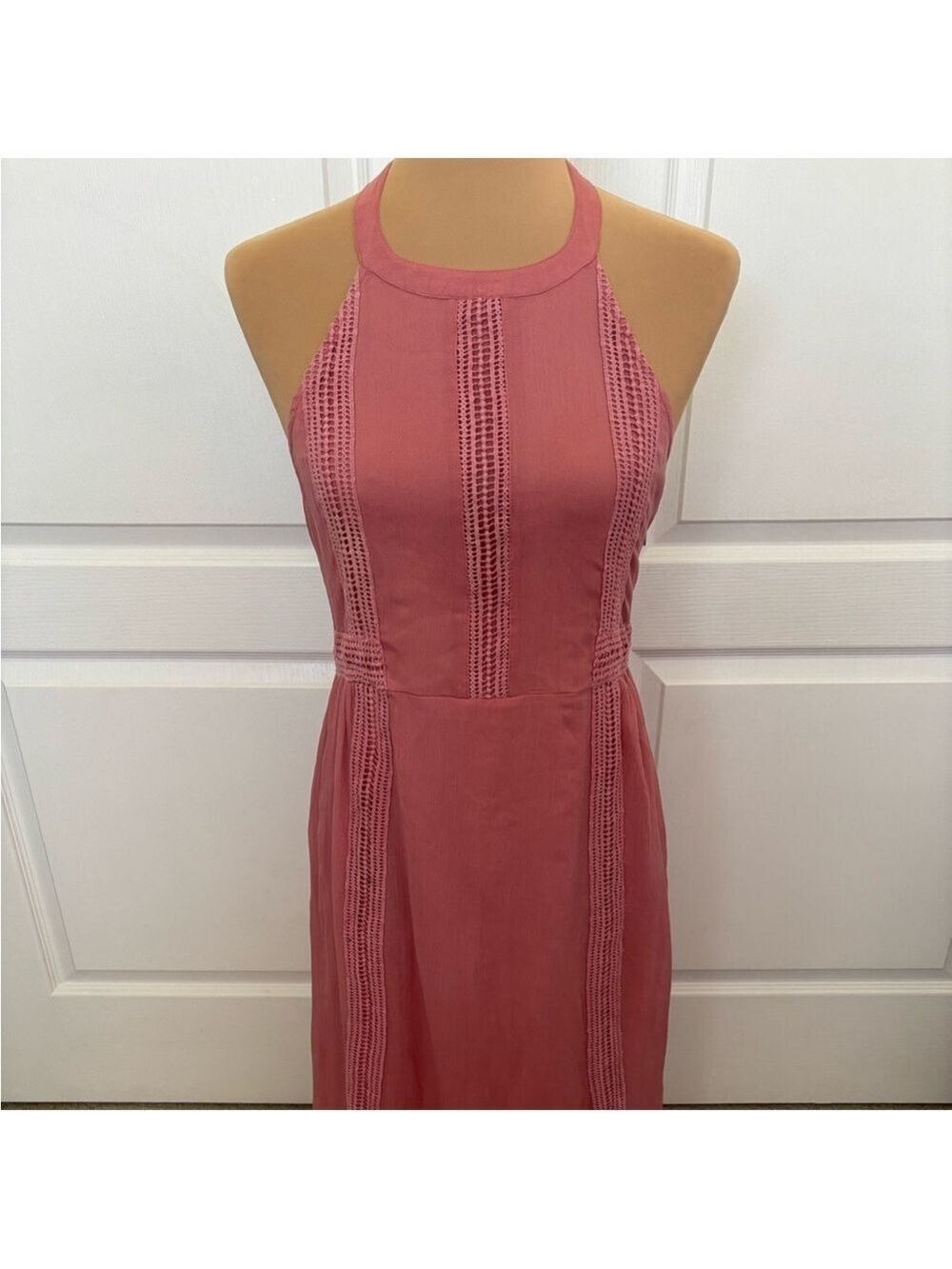 Roxy Pink Halter Maxi Dress Size 8 | Side Zip | EUC | Flowy & Feminine - Picture 2 of 14